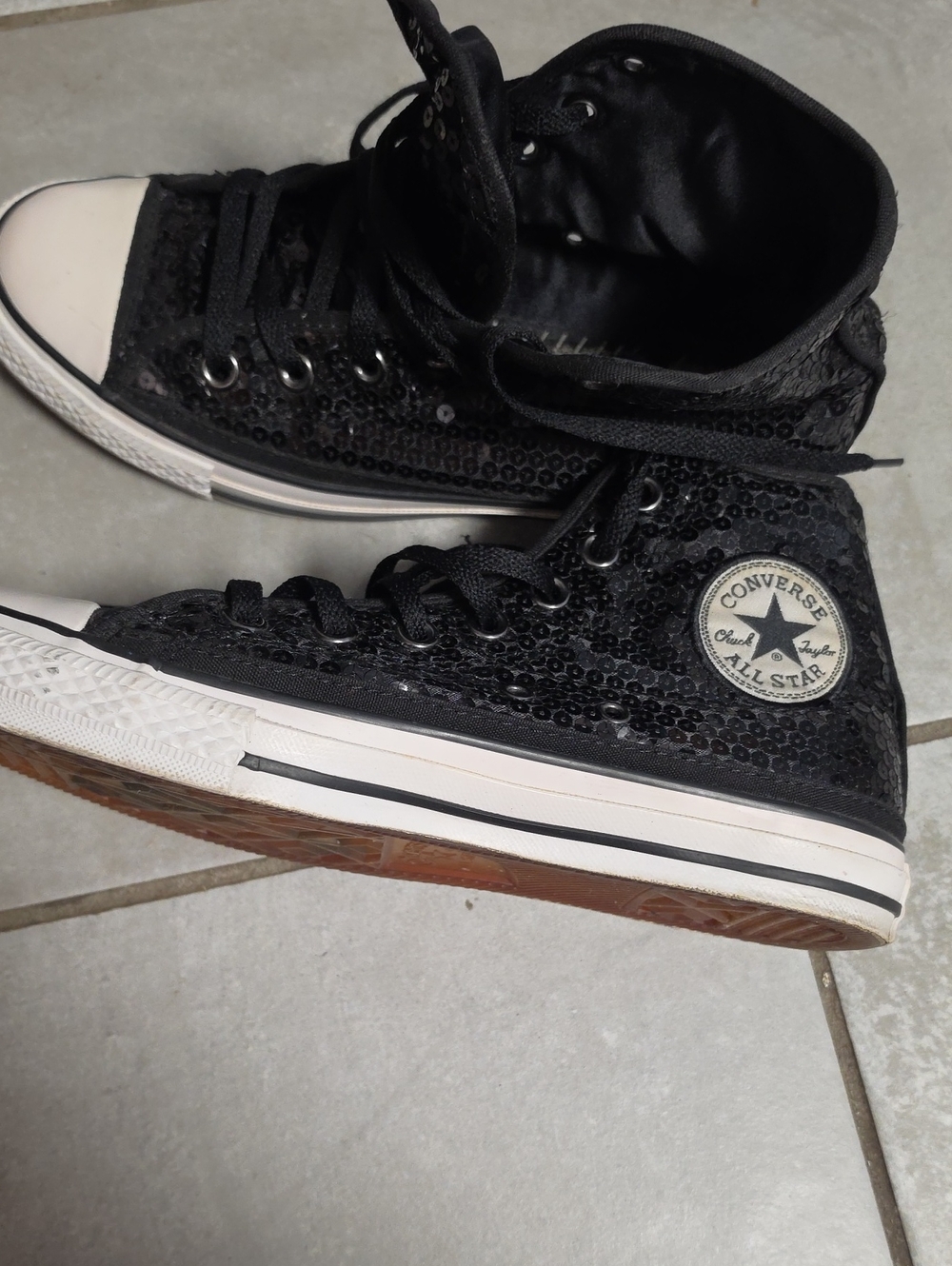 Converse Chuck Taylor Black Sequin High-Top Sneakers - Picture 3 of 6